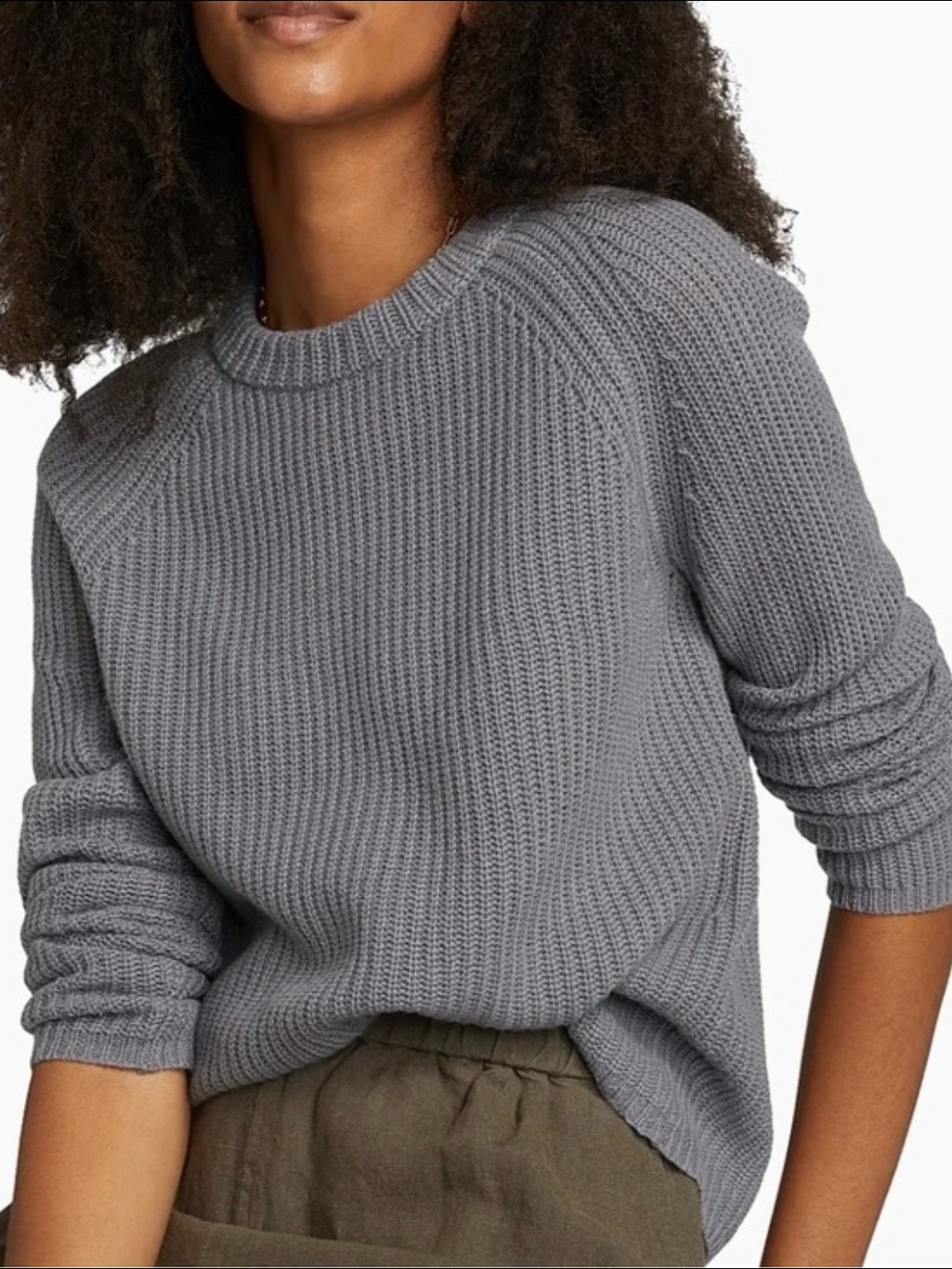 Jenni Kayne MSRP $395 100% Cashmere Fisherman Sweater Dusty Blue Size Small